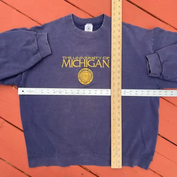 Vintage University Michigan Wolverines Crewneck Sweatshirt L College USA Faded - Picture 12 of 12